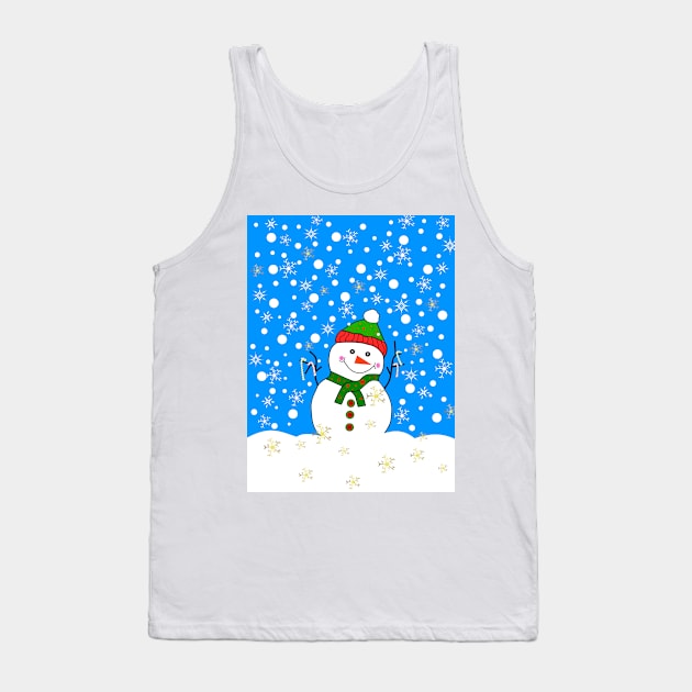 LET It Snow Merry Christmas Snowman Tank Top by SartorisArt1